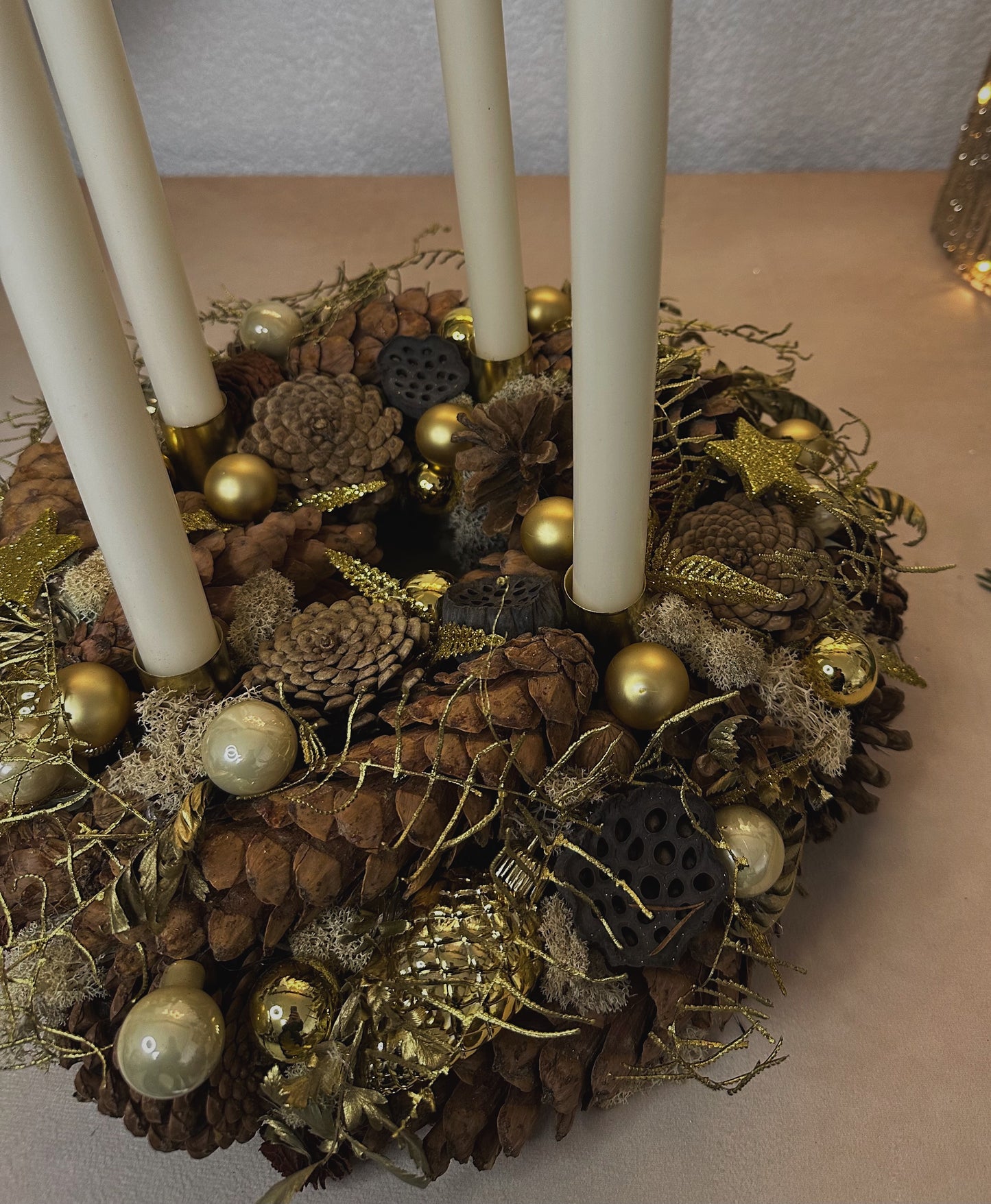 Adventskreuz Goldene Natur