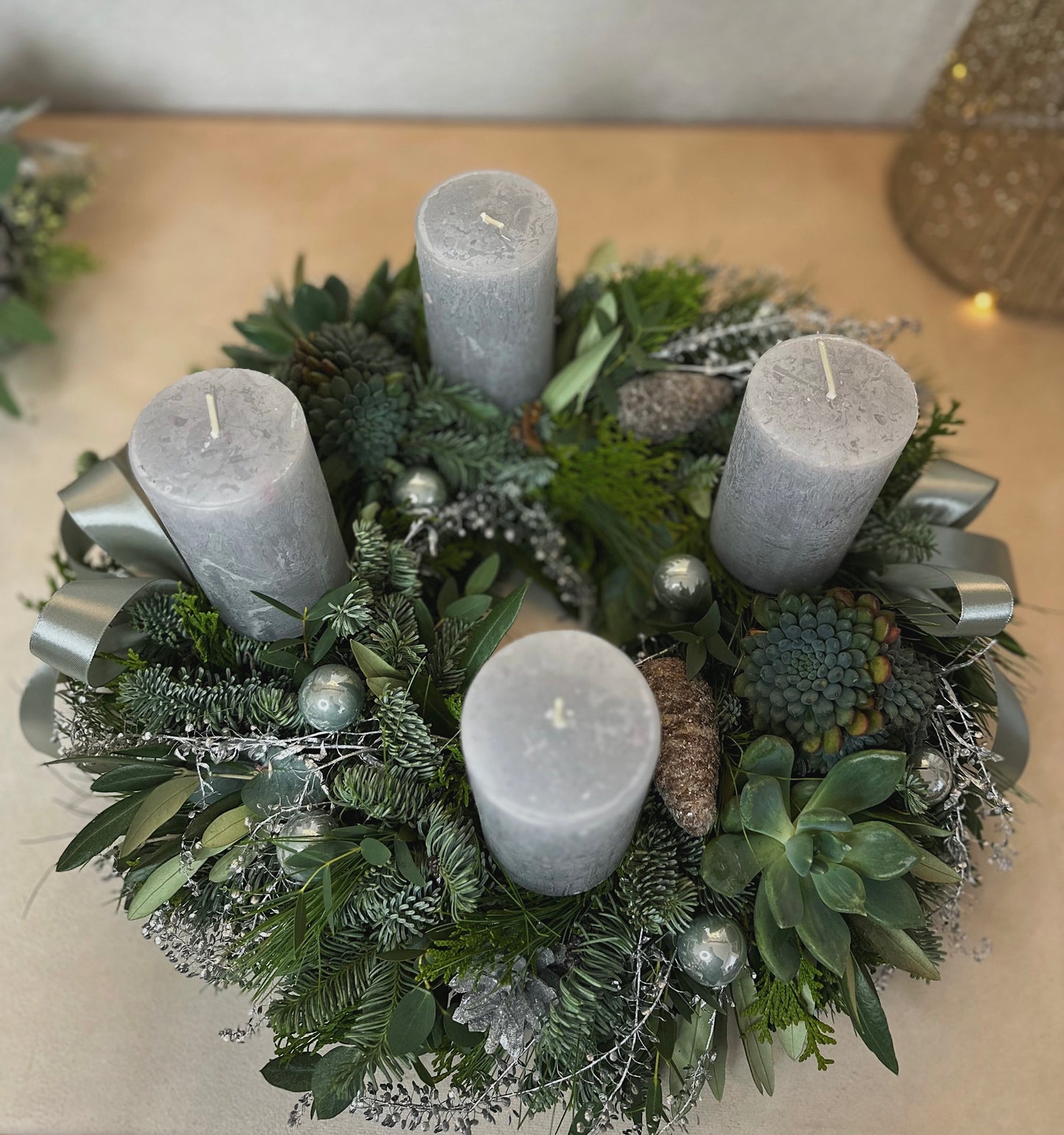 Adventskranz Silberschein