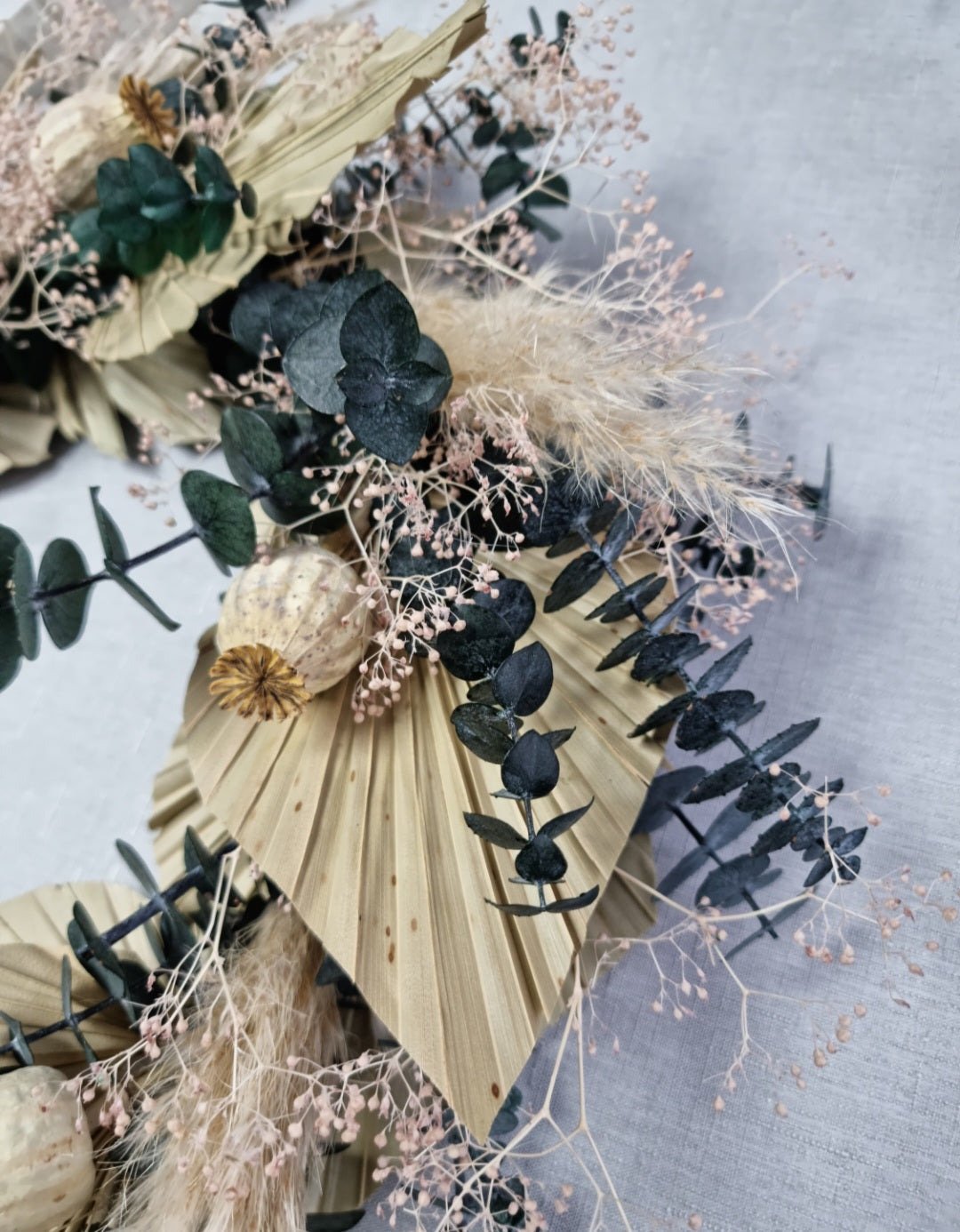 Palmspeer Trockenblumen-Kranz