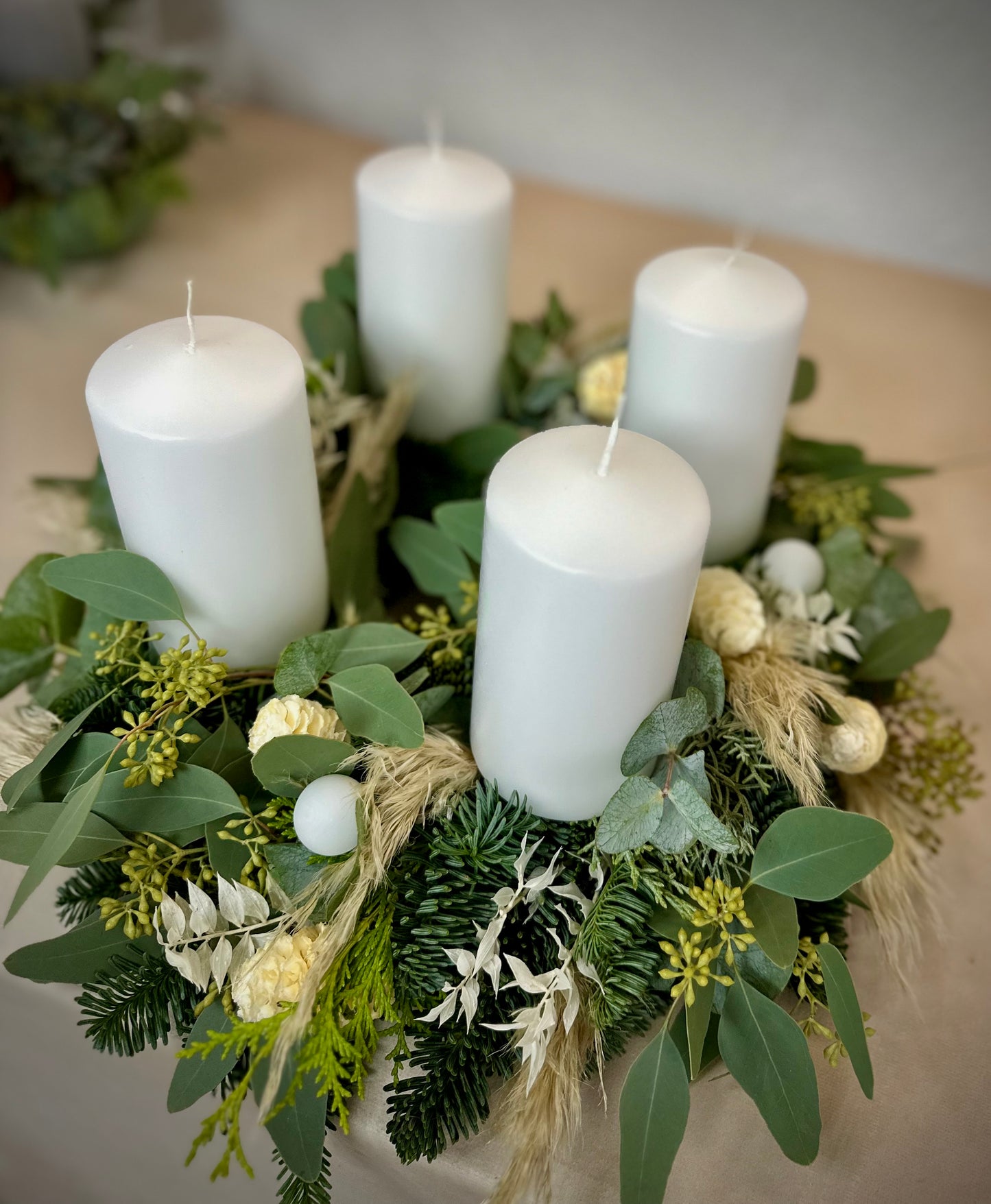 Adventskranz Weiße Stille