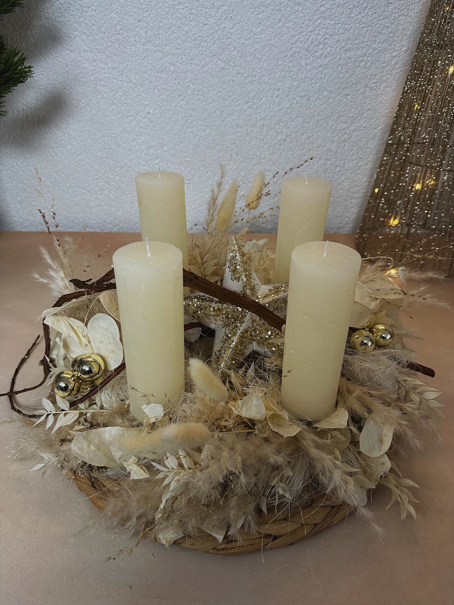Adventskranz Natürlicher Goldglanz