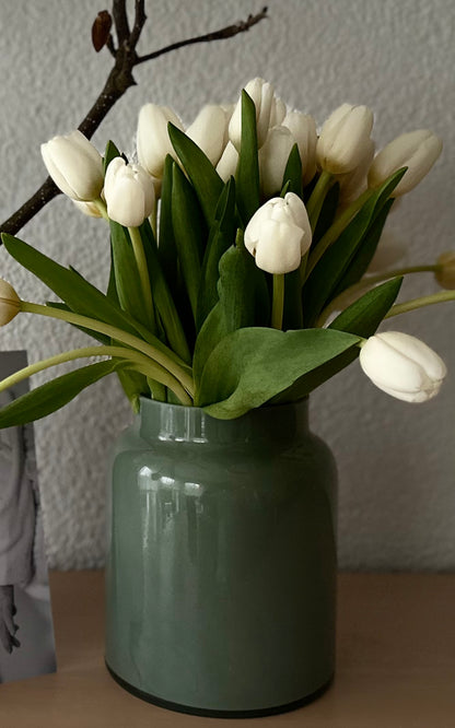 Glas Vase „Milky Grey“