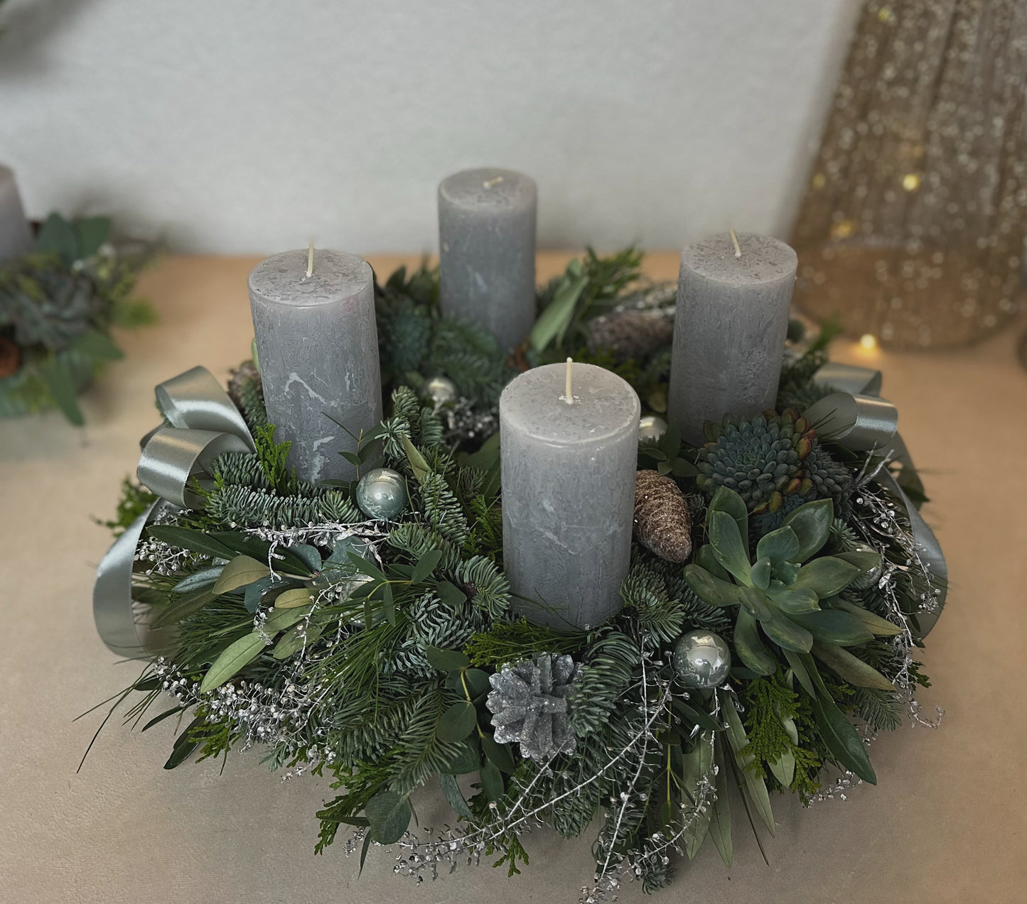 Adventskranz Silberschein