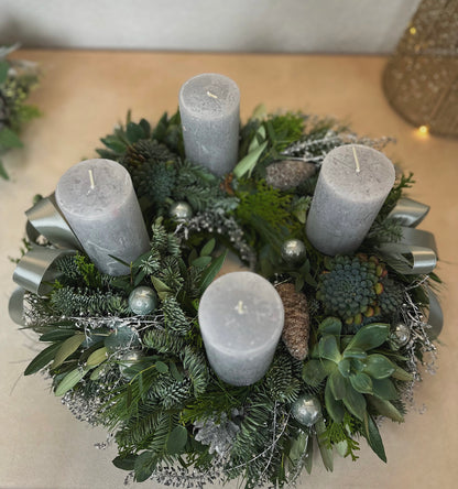 Adventskranz Silberschein